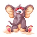 Funny, cute, crazy cartoon elephant charcters. Royalty Free Stock Photo