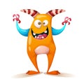 Funny, cute, crazy monster - cartoon characters. Royalty Free Stock Photo