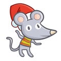 Funny and cute dancing mouse wearing Santa`s hat for Christmas Royalty Free Stock Photo