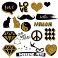 Funny and cute decorative elements - Scrapbook stickers - Hand drawn Raster Patches