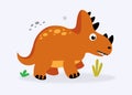 Funny cute dinosaur orange on a light background. For textiles, packaging paper, posters, backgrounds, decoration of