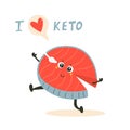 Funny cute fish character, keto diet lover