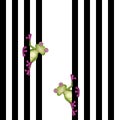 Funny cute frog illustration on black stripes. On white background