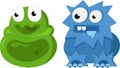 Funny cute green and blue monsters Royalty Free Stock Photo