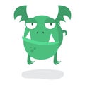 Funny Cute Green Flying Bat Halloween Monster Flat Design Vector Royalty Free Stock Photo