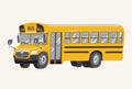 Funny cute hand drawn cartoon School Bus Illustration. Toy Yellow School Bus. Toy Vehicles for Boys. Vector illustration Royalty Free Stock Photo