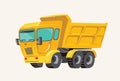 Funny cute hand drawn cartoon vehicles. Bright cartoon truck, Vector illustration