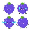 Funny cute happy blackberry characters bundle set