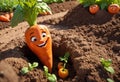 Funny cute happy carrot characters bundle set. cheerful carrot in the garden