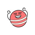 Funny cute happy cricket black line icon.