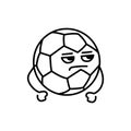 Funny cute happy football black line icon.