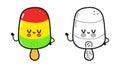 Funny cute happy Ice cream characters bundle set. Vector hand drawn cartoon kawaii character illustration icon. Cute Ice Royalty Free Stock Photo