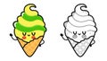 Funny cute happy Ice cream characters bundle set. Vector hand drawn cartoon kawaii character illustration icon. Cute Ice Royalty Free Stock Photo