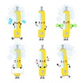 Funny cute happy vape characters bundle set. Vector hand drawn doodle style cartoon character illustration icon design Royalty Free Stock Photo