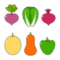 Funny cute happy vegetables characters bundle set. Vector hand drawn cartoon kawaii character illustration icon. Cute Royalty Free Stock Photo