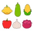 Funny cute happy vegetables characters bundle set. Vector hand drawn cartoon kawaii character illustration icon Royalty Free Stock Photo