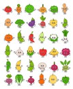 Funny cute happy vegetables characters bundle set. Vector hand drawn cartoon kawaii character illustration icon Royalty Free Stock Photo