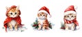 funny cute kitty in christmas cloth watercolor ai generated