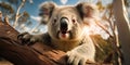 funny and cute koala on a tree, animals of australia, Generative AI Royalty Free Stock Photo