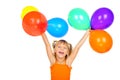 Funny cute little girl with baloons Royalty Free Stock Photo