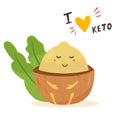 Funny cute macadamia character, keto diet lover