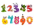 Funny cute monster numbers for halloween party event vector Royalty Free Stock Photo