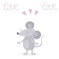 Funny cute mouse cartoon style. vector print Royalty Free Stock Photo