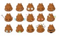 Funny cute poop emoji big set with different expressions