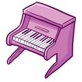 Funny And Cute Purple Piano In Cartoon Style - Vector.