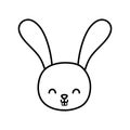 Funny cute rabbit little head animal cartoon thick line