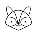 Funny cute raccoon little head animal cartoon thick line