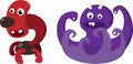 Funny cute red and purple monsters Royalty Free Stock Photo