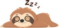 Funny Cute Sloth Cartoon Character Sleeping