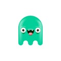 vector cute green ghost isolated on white. Green funny ghost sticker