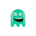 vector cute green ghost isolated on white. Green funny ghost sticker