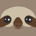 Funny and cute smiling Three-toed sloth on brown background. Vector