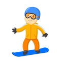 Funny cute snowboarder boy cartoon character. Winter sports. Flat vector illustration, isolated on white background.