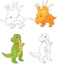 Funny cute tyrannosaurus and styracosaurus.