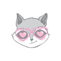 funny cute vector illustration of a raccoon wearing eyeglasses. Royalty Free Stock Photo