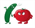 Funny cute vegetables - cucumber, tomato Royalty Free Stock Photo