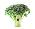 Funny cute vegetables smiles. Happy broccoli. Royalty Free Stock Photo