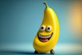 Funny 3d banana character with smiley face and copyspace.