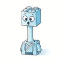 Surprised Blue Brick Character with Extremely Long Neck Royalty Free Stock Photo