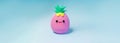 funny 3d cartoon kawaii pineapple, smiling, made of plasticine, purple background