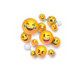 Funny 3d emoji face icons on white background