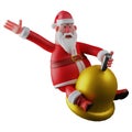 Funny 3D Santa Picture sitting on a giant bell