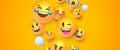 Funny 3d smiley face banner of social chat icons