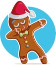 Funny Dabbing Gingerbread Man Vector Cartoon