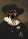 Funny Dog, Rembrandt Oil Painting Royalty Free Stock Photo