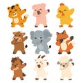 Funny Dancing Animals Pose Illustration Pack Royalty Free Stock Photo